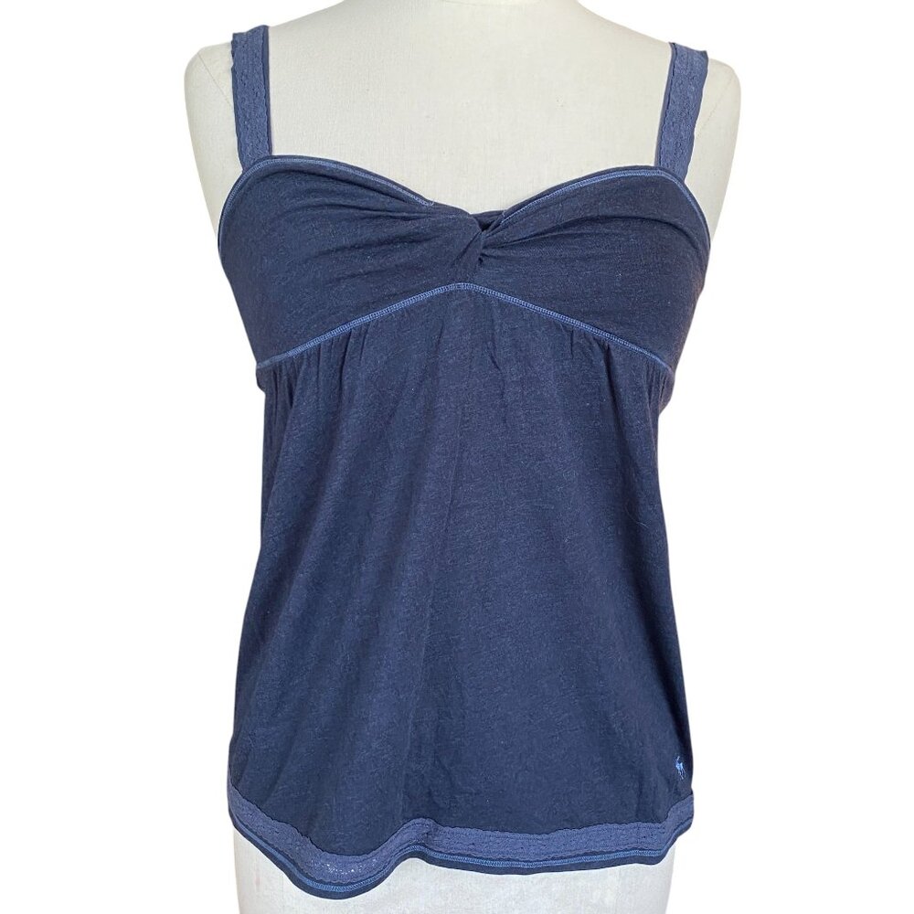 Vintage Y2K Abercrombie & Fitch Blue Empire Twist Babydoll Tank Top Lace Bella-M